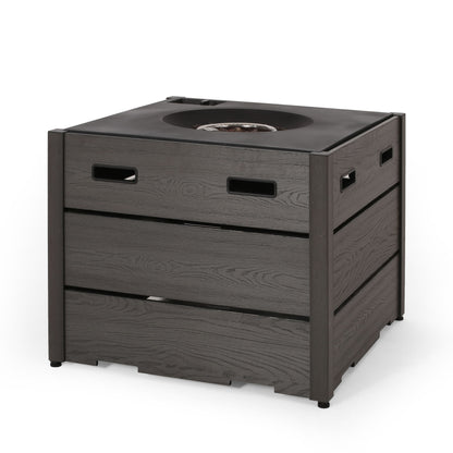 Rustic Style Outdoor Square Propane Fire Pit, 40,000 Btu Noble House