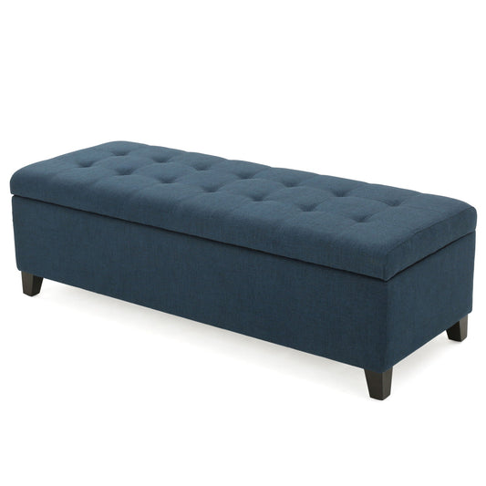 Nebulous - Fabric Upholstered Ottoman With Storage And Diamond Tufted Seat - Navy Blue Noble House