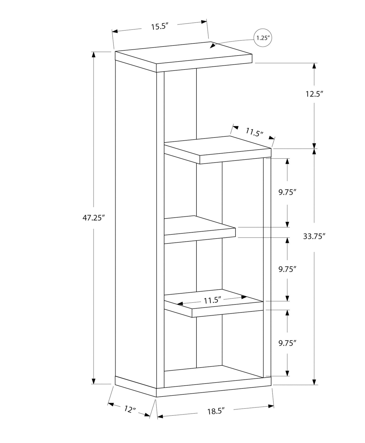 Bookshelf, Bookcase, Etagere, 4 Tier, For Office, Contemporary & Modern - Taupe 8th Street