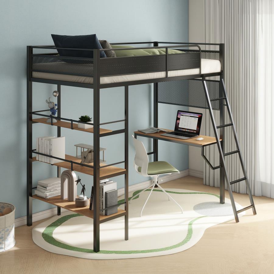 Campus - 3-Shelf Metal Twin Workstation Loft Bed Coaster Fine Furniture