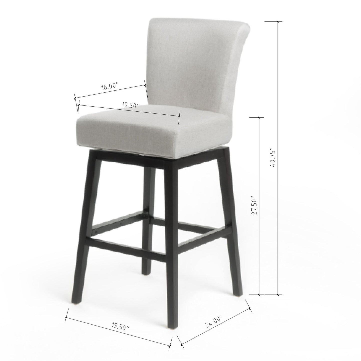 Quicksilvered - Upholstered Swivel Counter Stool With Wood Legs - Beige Noble House