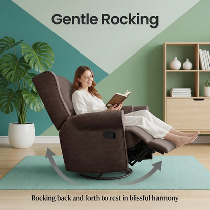 Extra Wide Swivel Recliner Glider Chair With Footrest - Brown Home Essentials