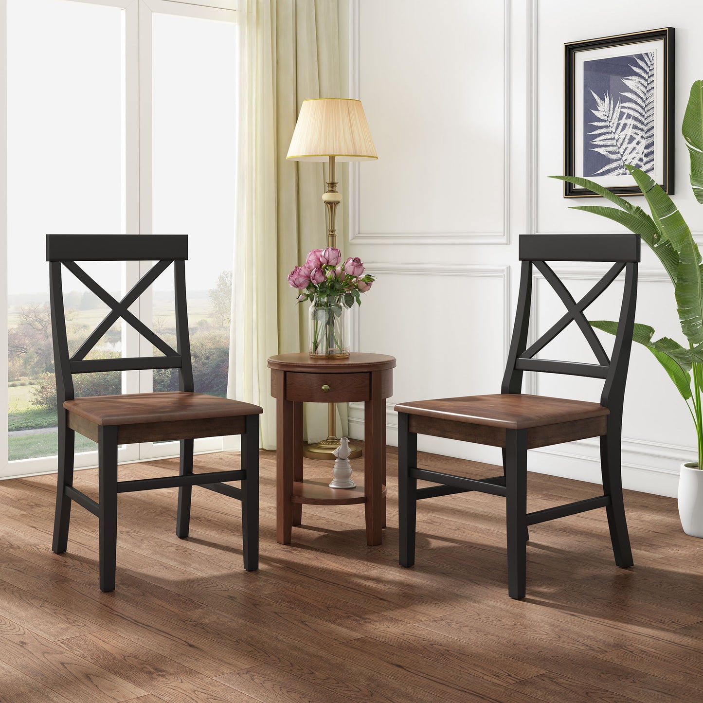 Plethora - Dining Chair With X Shaped Back (Set of 2) Noble House