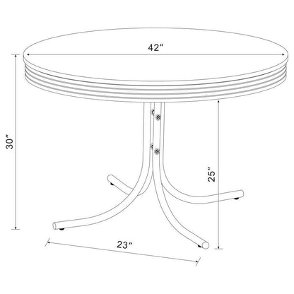 Retro - Round Wood Top Dining Table - White And Chrome CoasterEveryday