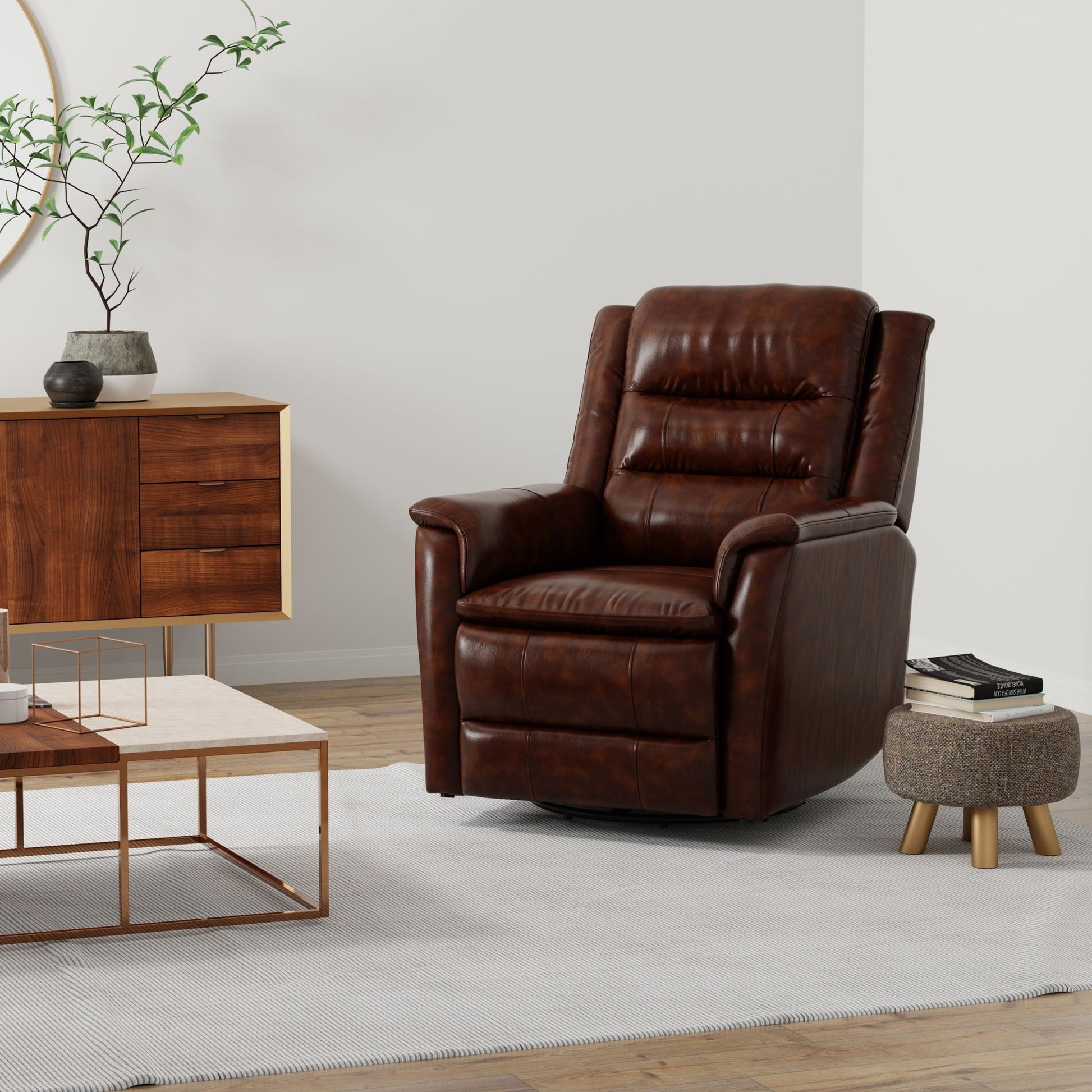 Swivel Recliner With Manual Adjustable Footrest Home Essentials