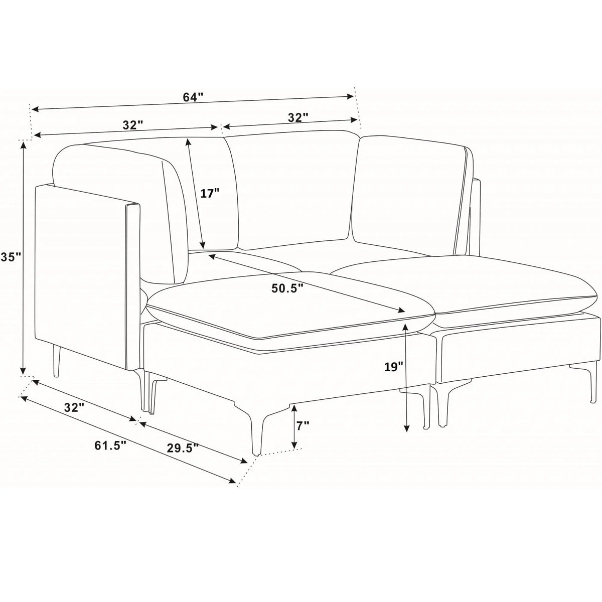 Upholstered Modular Sectional & Tall Legs Home Essentials