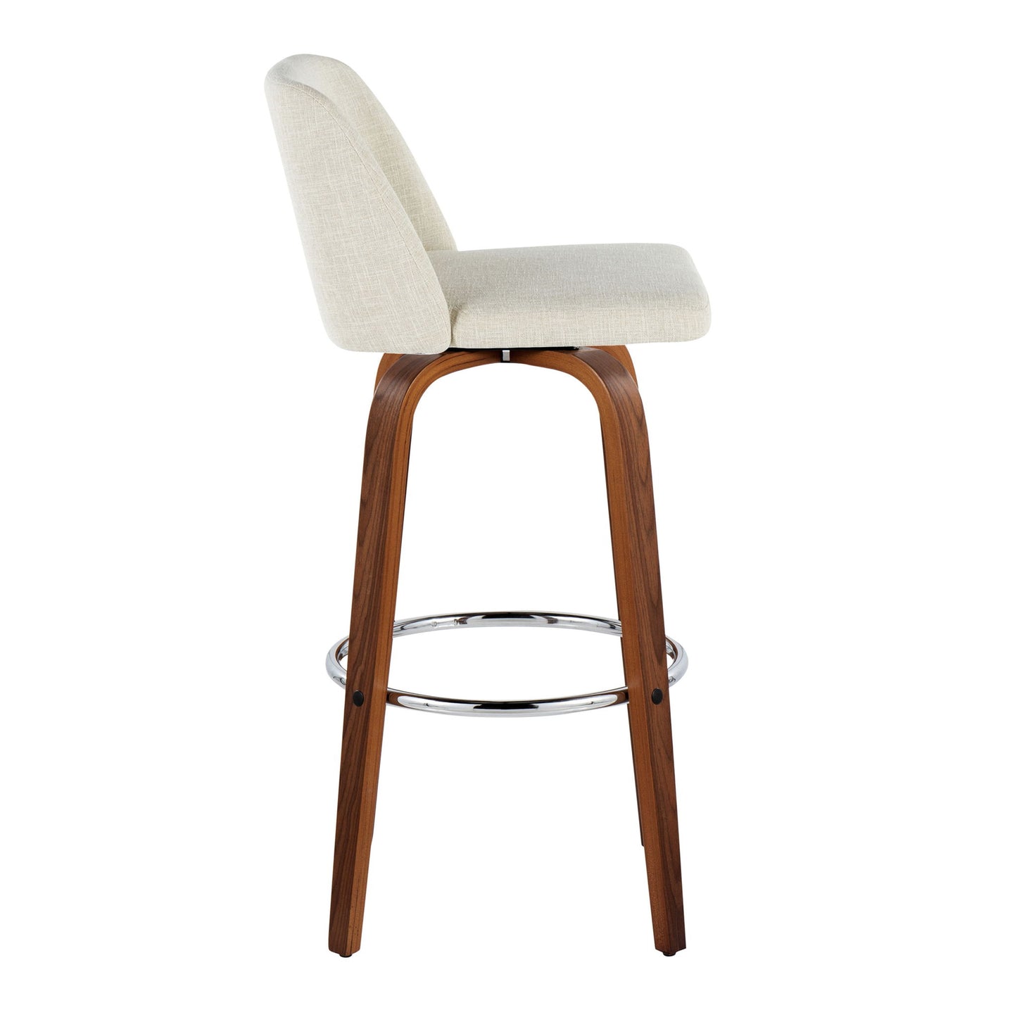 Toriano - Contemporary, Fixed Height Barstool Swivel & Round Footrest (Set of 2) Lumi Source