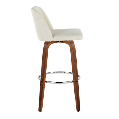 Toriano - Contemporary, Fixed Height Barstool Swivel & Round Footrest (Set of 2) Lumi Source