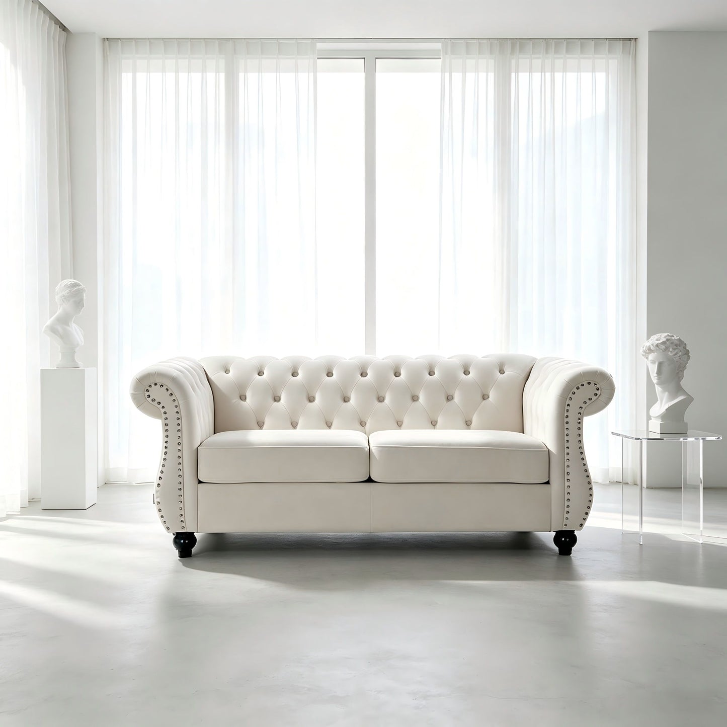 Chesterfield Button Tufted Loveseat With Rolled Arms US Pride