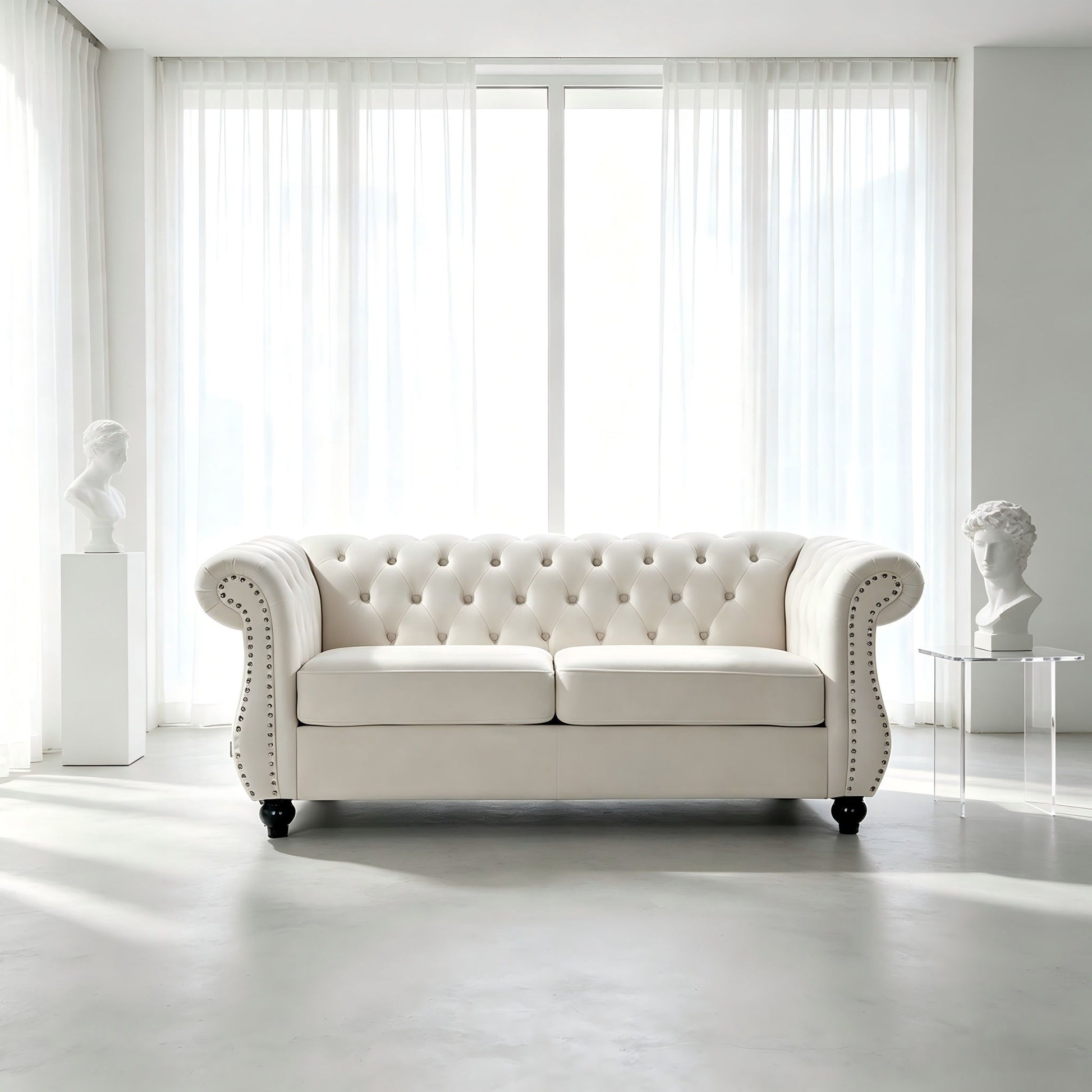 Chesterfield Button Tufted Loveseat With Rolled Arms US Pride