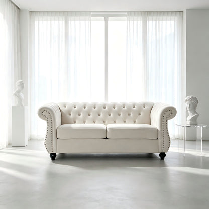 Chesterfield Button Tufted Loveseat With Rolled Arms US Pride