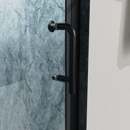 34" Bi-Fold Semi-Frameless Shower Doors In Matte With Clear Glass - Black