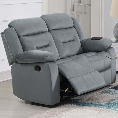 Modern Loveseat With Pillow Arms, Plush Backrest, Horizontal Tufting, USB Port Home Essentials