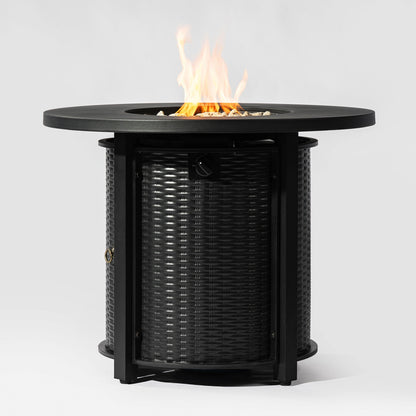 Propane Gas Fire Pit Table, 50000 Btu Round Steel Fire Pit Home Essentials