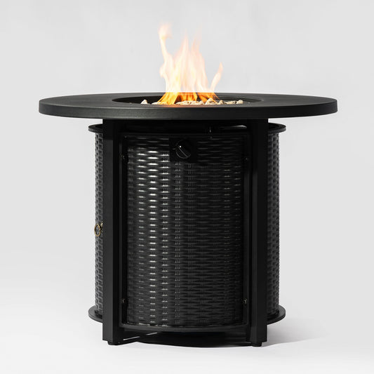 Propane Gas Fire Pit Table, 50000 Btu Round Steel Fire Pit Home Essentials