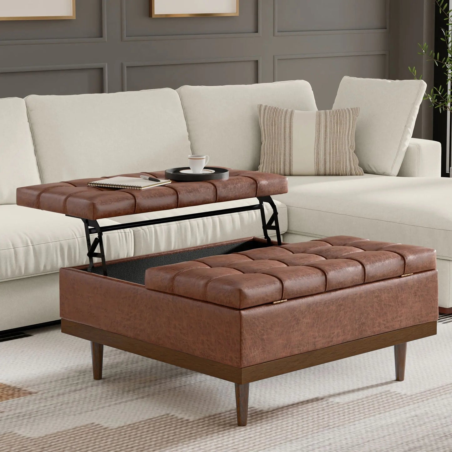 Mariah - Upholstered Lift Top Table Storage Ottoman Simpli-Home