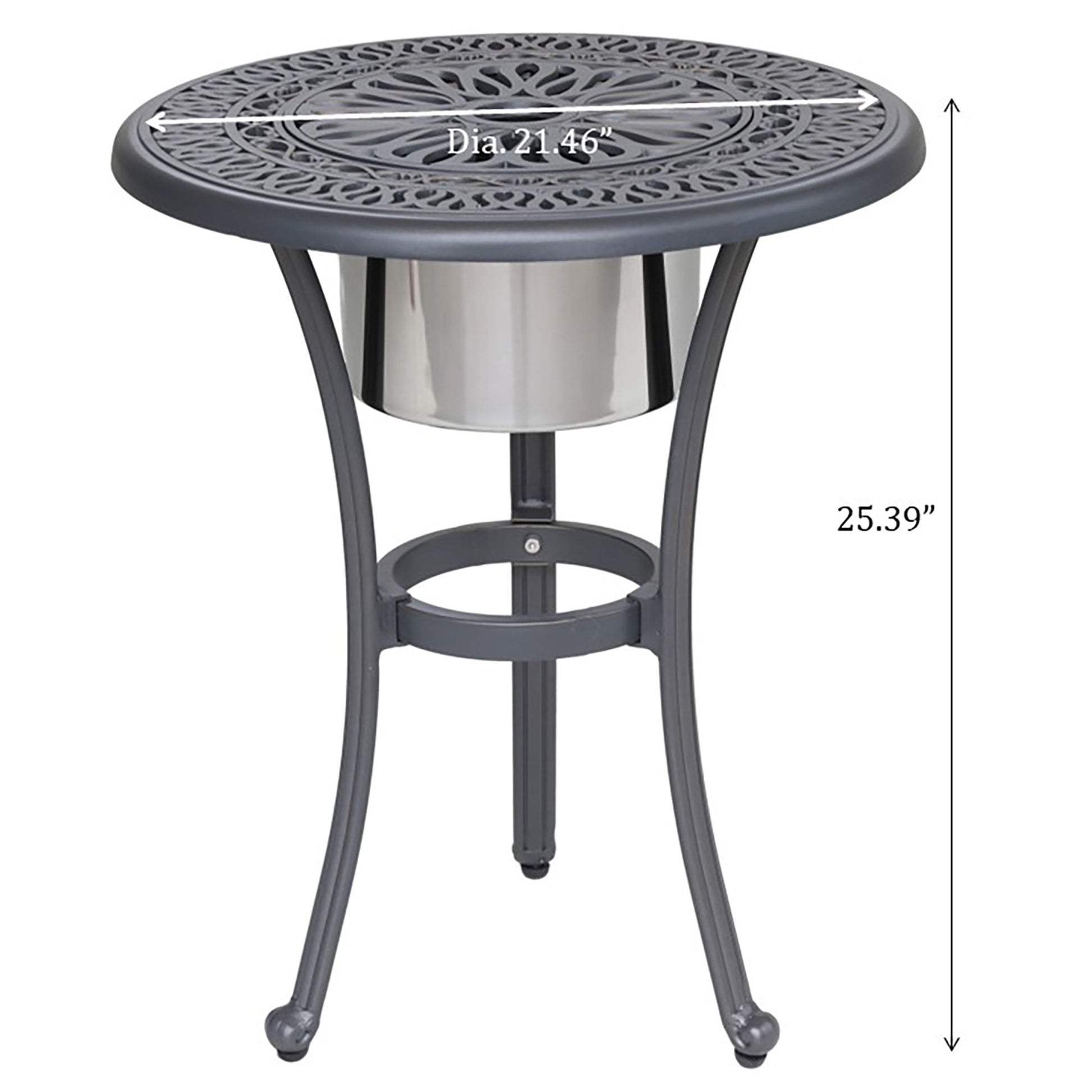 Outdoor Patio Aluminum Round Bistro Table/Side Table With Ice Bucket - Gunmetal Home Essentials