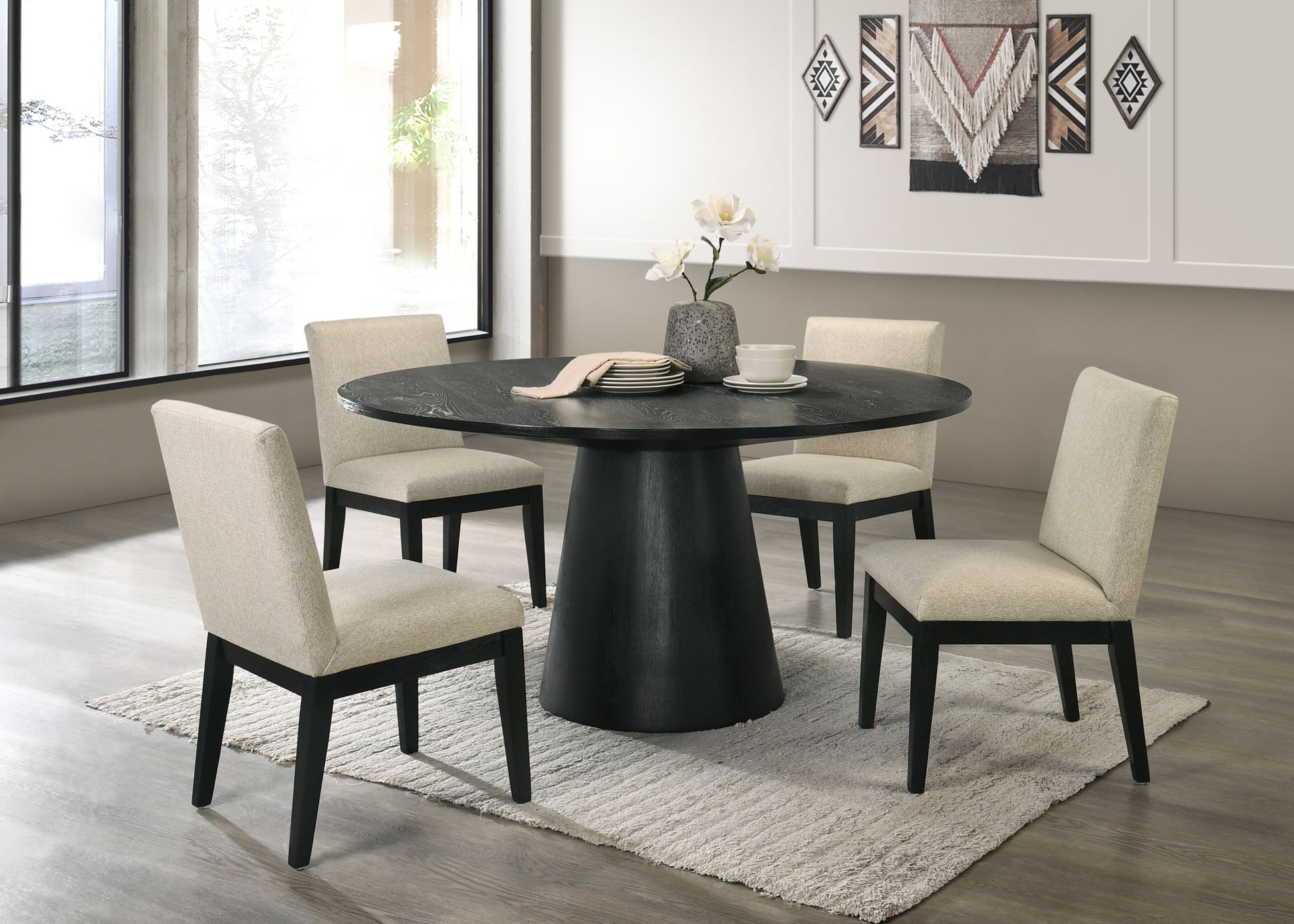 Froja - 5 Pieces Dining Room Set - Beige / Black Acme