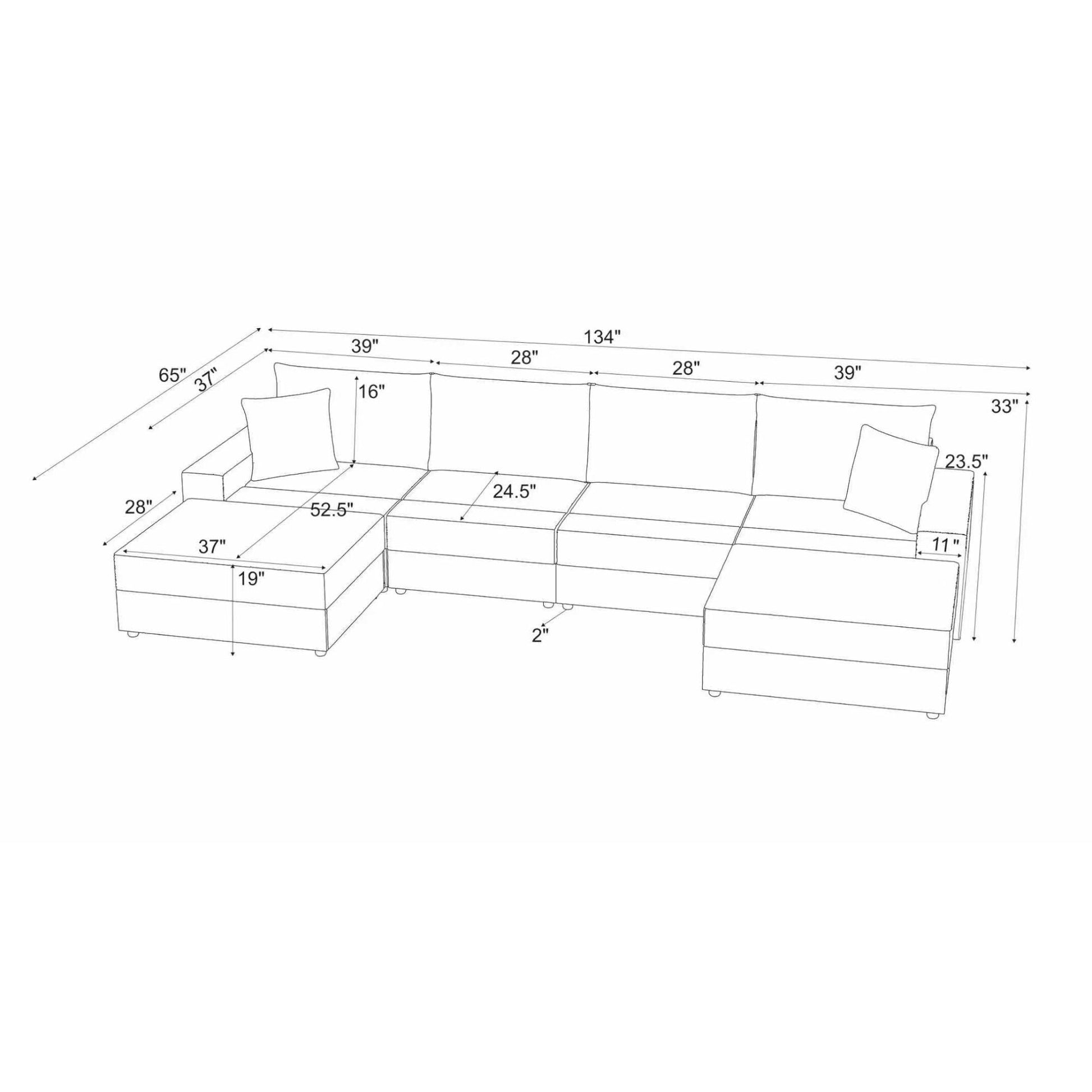 Sectional Sofa With 2 Ottomans And Toss Pillows Home Essentials