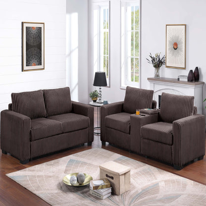 Modern Style 2 Piece Sofa Set With Cup Holders & Charging Port Home Essentials