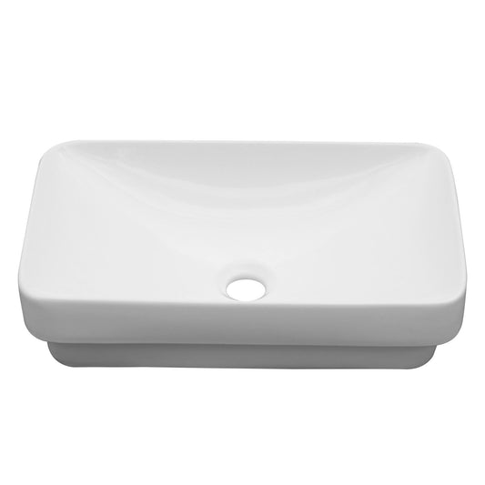 Semi Recessed Bathroom Sink With Countertop Vessel Design, 19" X 12" - White Daily Nest