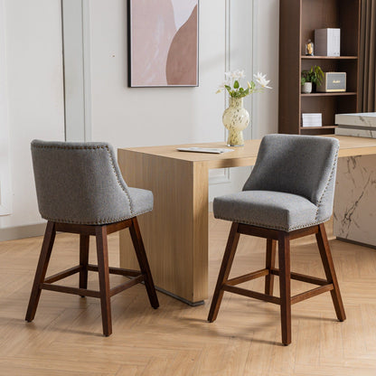 Counter Height Swivel Barstools, 26'' H Seat Height Upholstered Bar Stools (Set of 2), Fabric Home Essentials