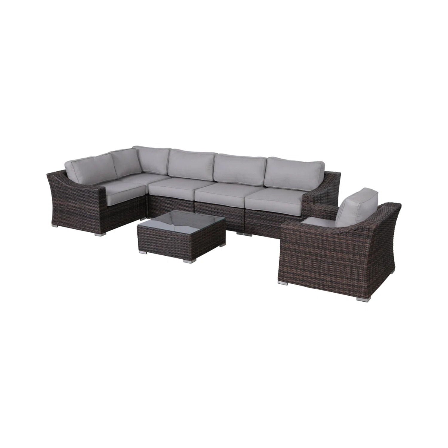 Outdoor Wicker Conversation Set With Cushions, All Weather LSI Patio Furniture
