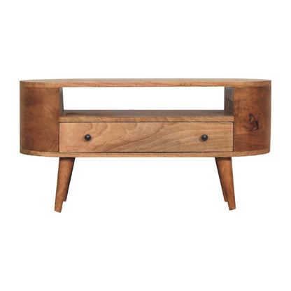Mini Rounded Entertainment Unit - Oak Artisan Furniture
