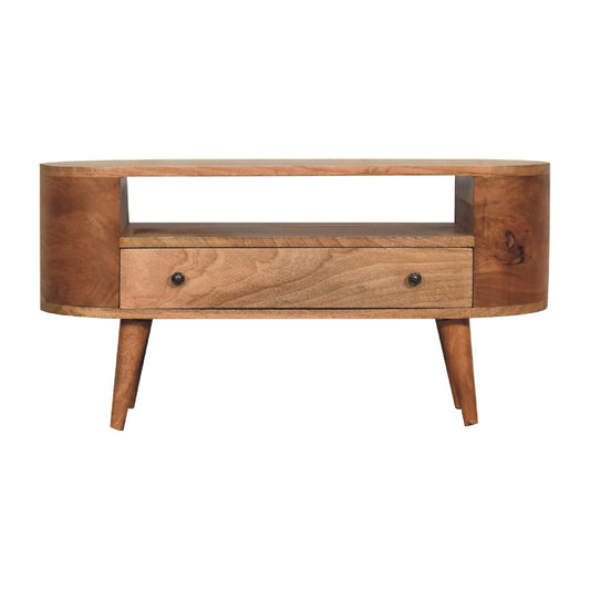 Mini Rounded Entertainment Unit - Oak Artisan Furniture