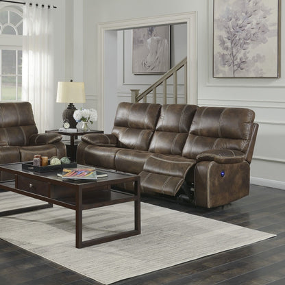 Reclining Sofa With USB Charging, Pocket Coil Seating, And Hidden Storage - Brown Emerald Home
