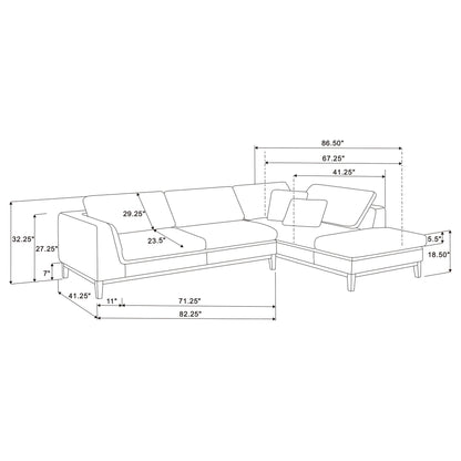 Harlan - L-Shape Upholstered Sectional With Pillows - Gray Furniture Max