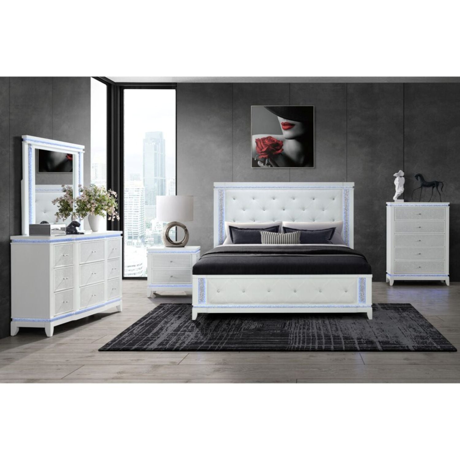 Adalid - Contemporary Bed With LED Lights Global Furniture USA