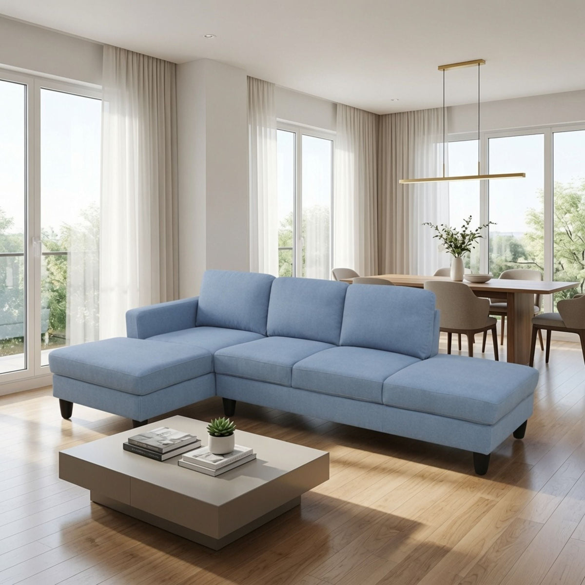 L - Shaped Sectional Sofa With Chaise & Ottoman Home Essentials