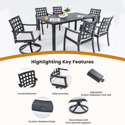 Modern Classic Outdoor Patio Dining Set, Rectangular Table & Dining Chairs, Rust Free, Weather Resistant Life Outside