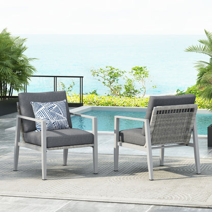 Modern Lounge Chair With Rope Accents And Cushions Noble House