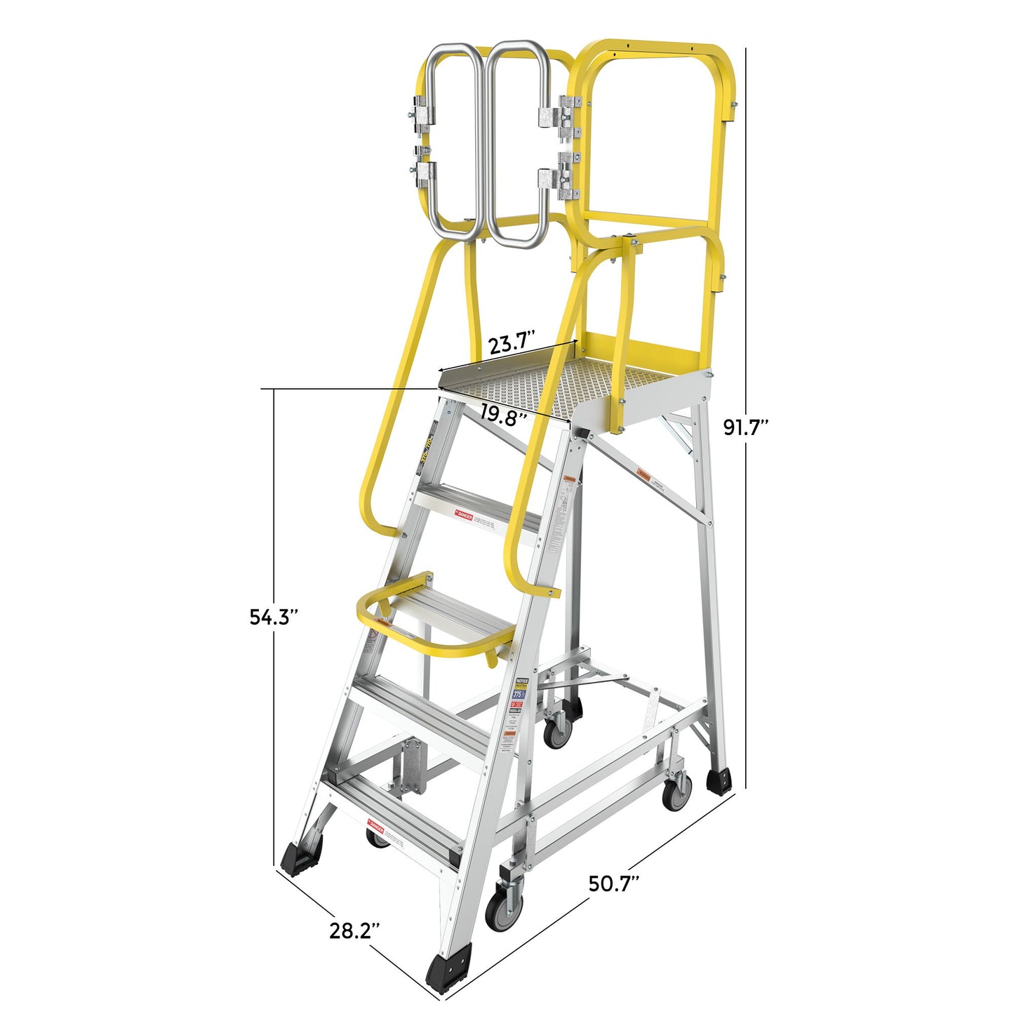Heavy Duty Aluminum Rolling Platform Ladder With Steps, 375Lbs Capacity Daily Nest