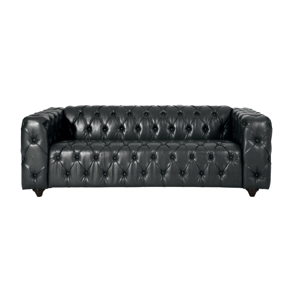 Comfy 3 Seat Sofa & Wooden Legs, For Living Room And Study - Black Noble House