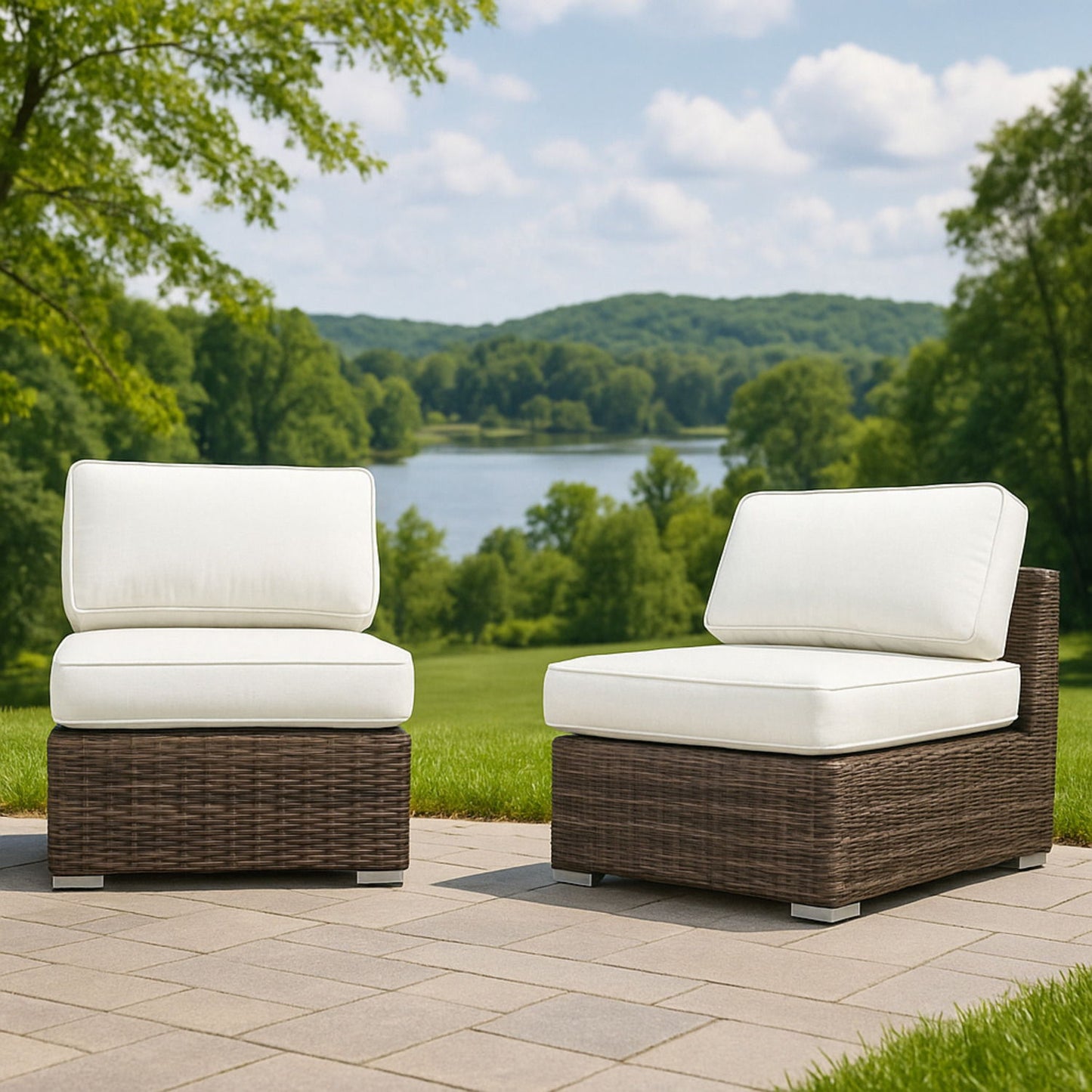 Armless Patio Chair With Cushions LSI Patio Furniture