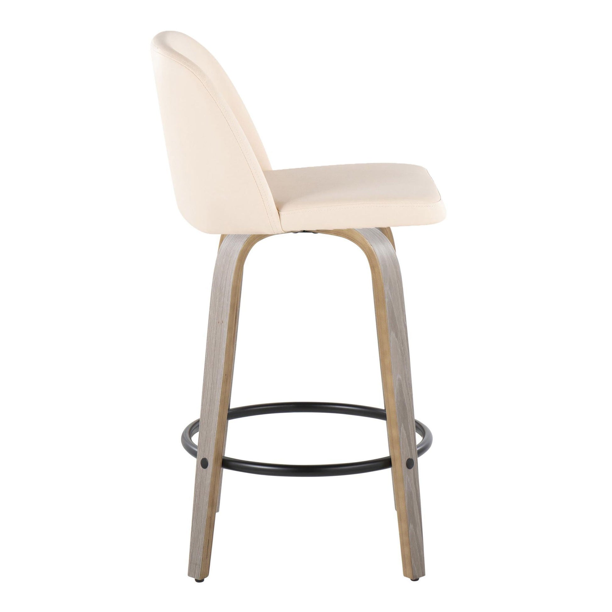 Toriano - Contemporary Fixed Height Counter Stool With Swivel & Round Footrest (Set of 2) Lumi Source