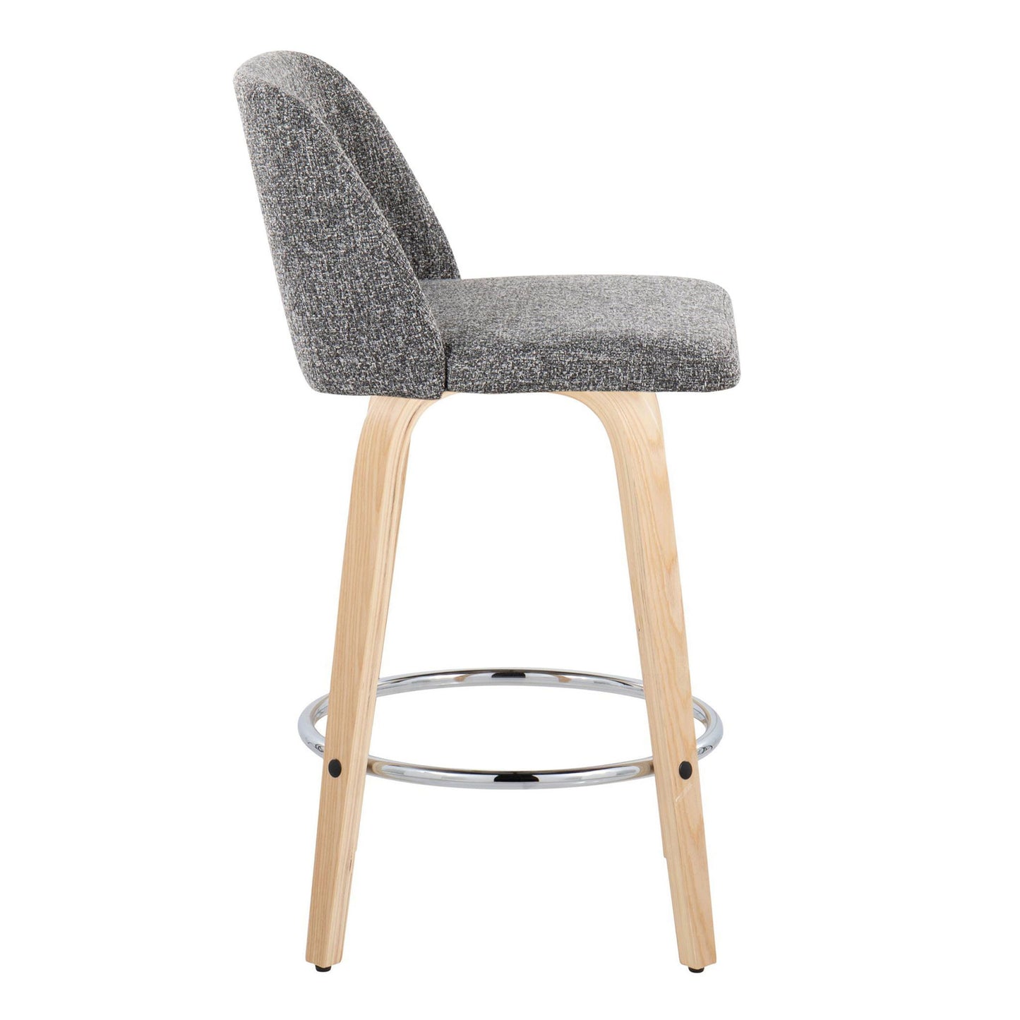 Toriano - Contemporary Fixed-Height Counter Stool With Swivel And Round Footrest (Set of 2) Lumi Source