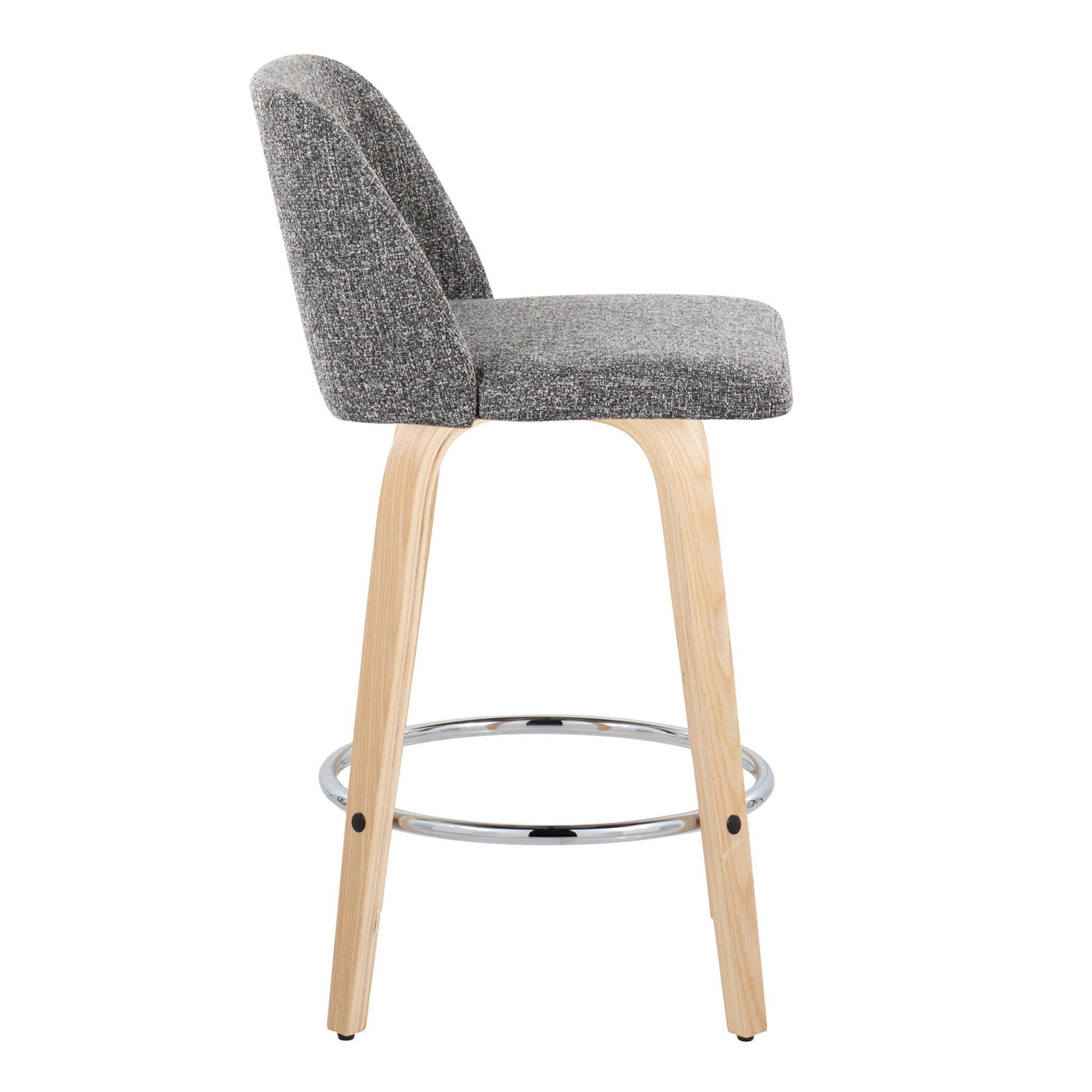 Toriano - Contemporary Fixed-Height Counter Stool With Swivel And Round Footrest (Set of 2) Lumi Source