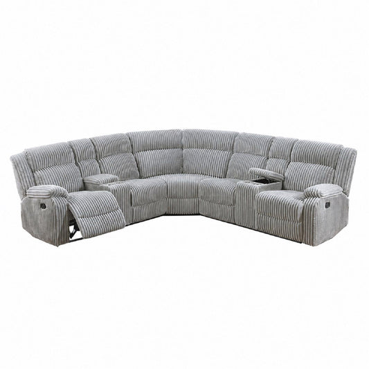 Sectional Sofa Set With Console Cup Holders, 3 Piece Reclining Living Room Couch - Gray Ash Home Essentials