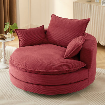 360° Swivel Accent Barrel Chair With Dual Layer Cushion And 3 Removable Pillows Hearth and Haven