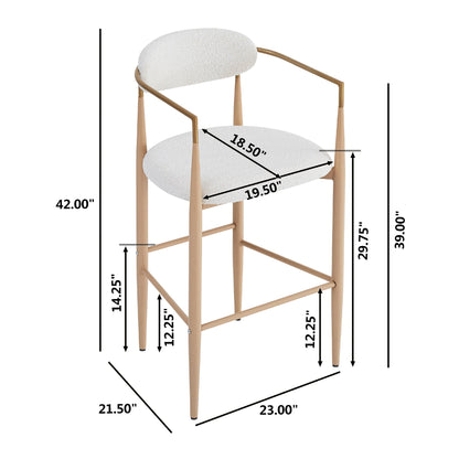 Upholstered Barstools With Back For Kitchen (Set of 2) Noble House