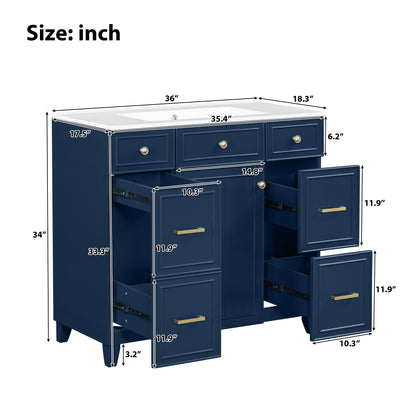Bathroom Vanity With Ceramic Sink, Soft Close Doors, Adjustable Shelves Hearth and Haven