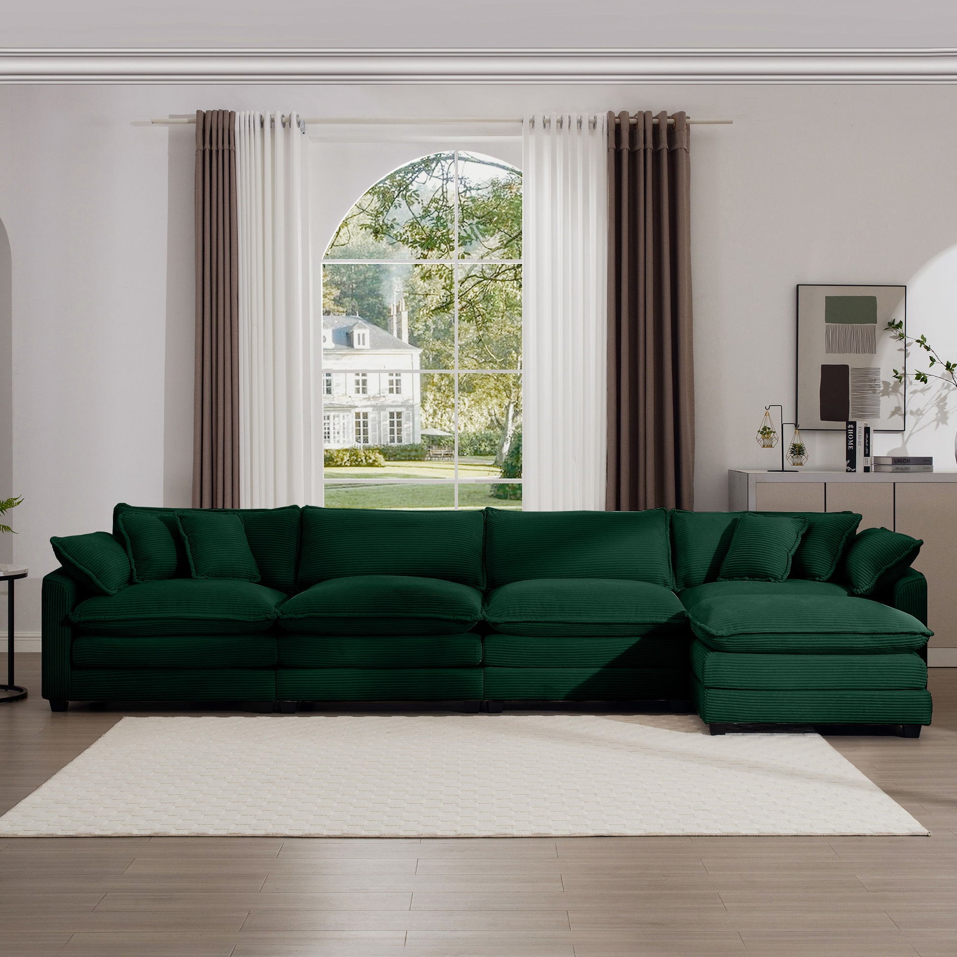 Modern Oversized Modular Cushion Sofa With Ottoman, Low Back, Deep Seating Sofa Set Home Essentials