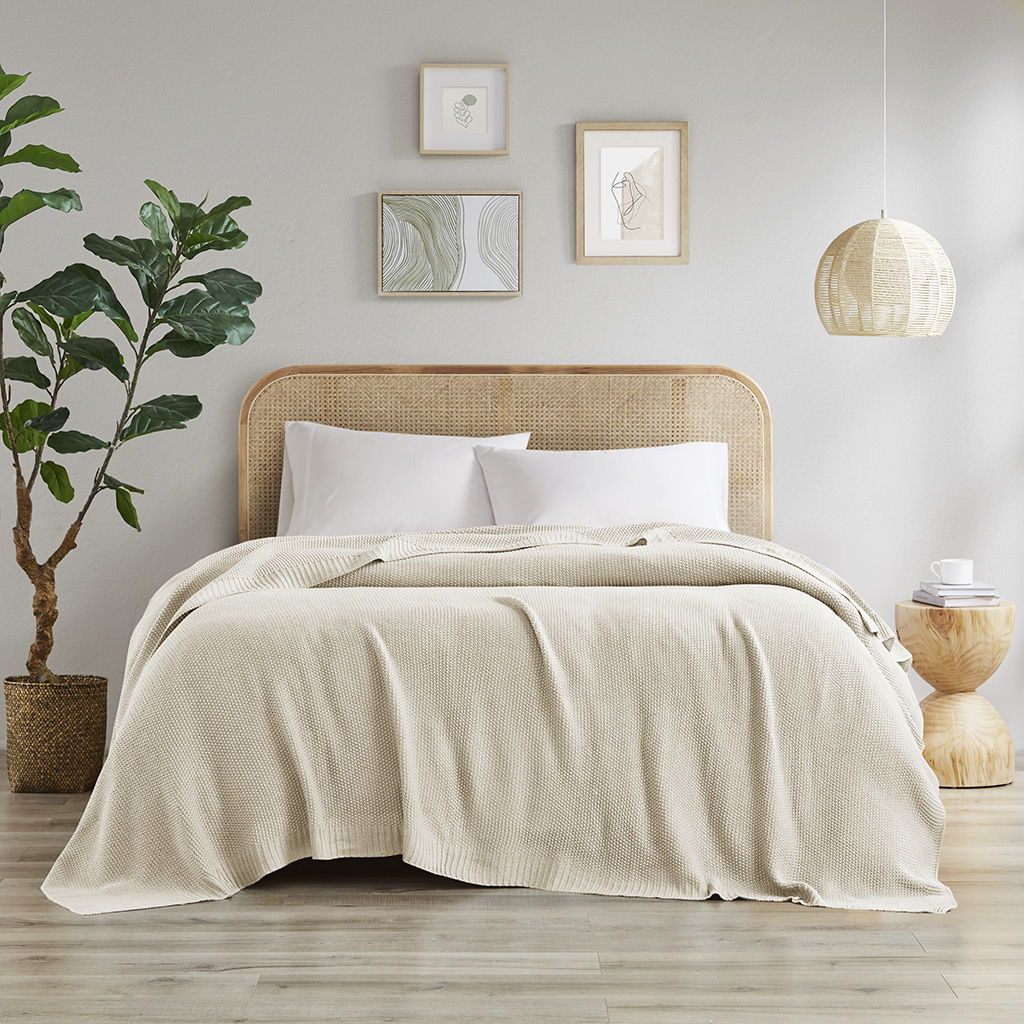 Bree Knit - King Knit Blanket - Ivory INK+IVY