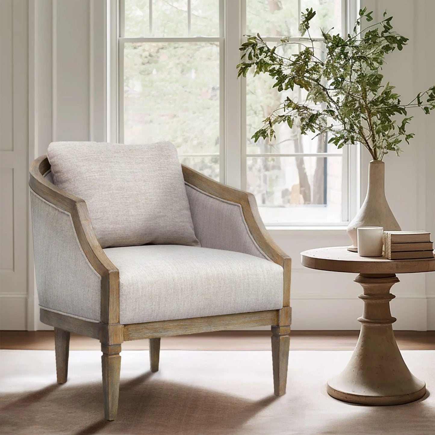 Classic Chair With Jacquard Upholstery - Beige JLA