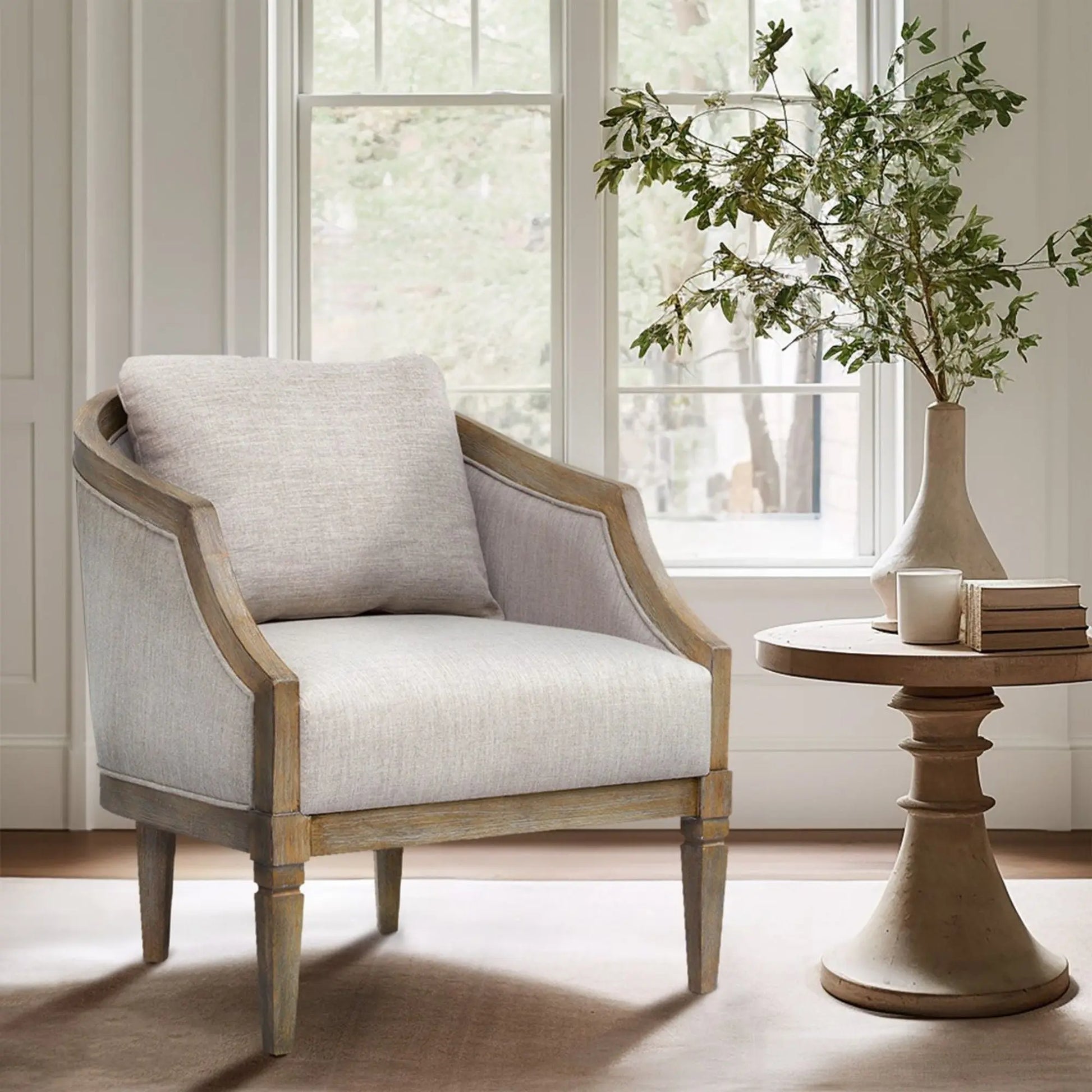 Classic Chair With Jacquard Upholstery - Beige JLA