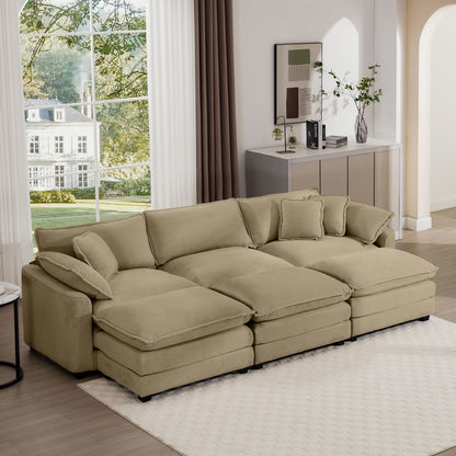 Modern Oversized Modular Cushion Sofa With Ottoman, Low Back, Deep Seating Sofa Set Home Essentials